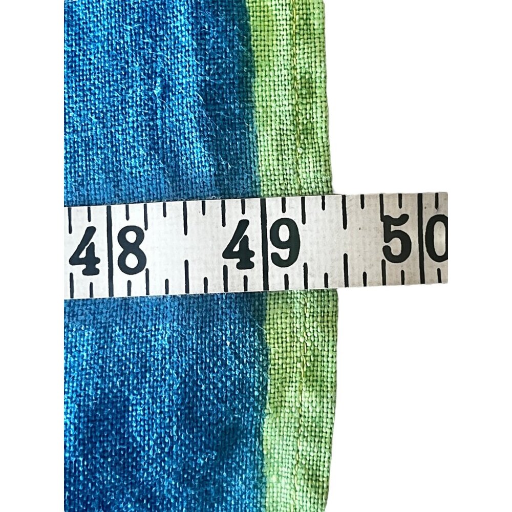 Blue & Green Circular Mandala Tablecloth 64.5x49.5 MCM Linen Event Dinner Party - Picture 8 of 11